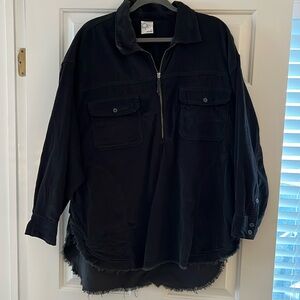 Black Aerie Offline Oversized Quarter Zip Jacket!